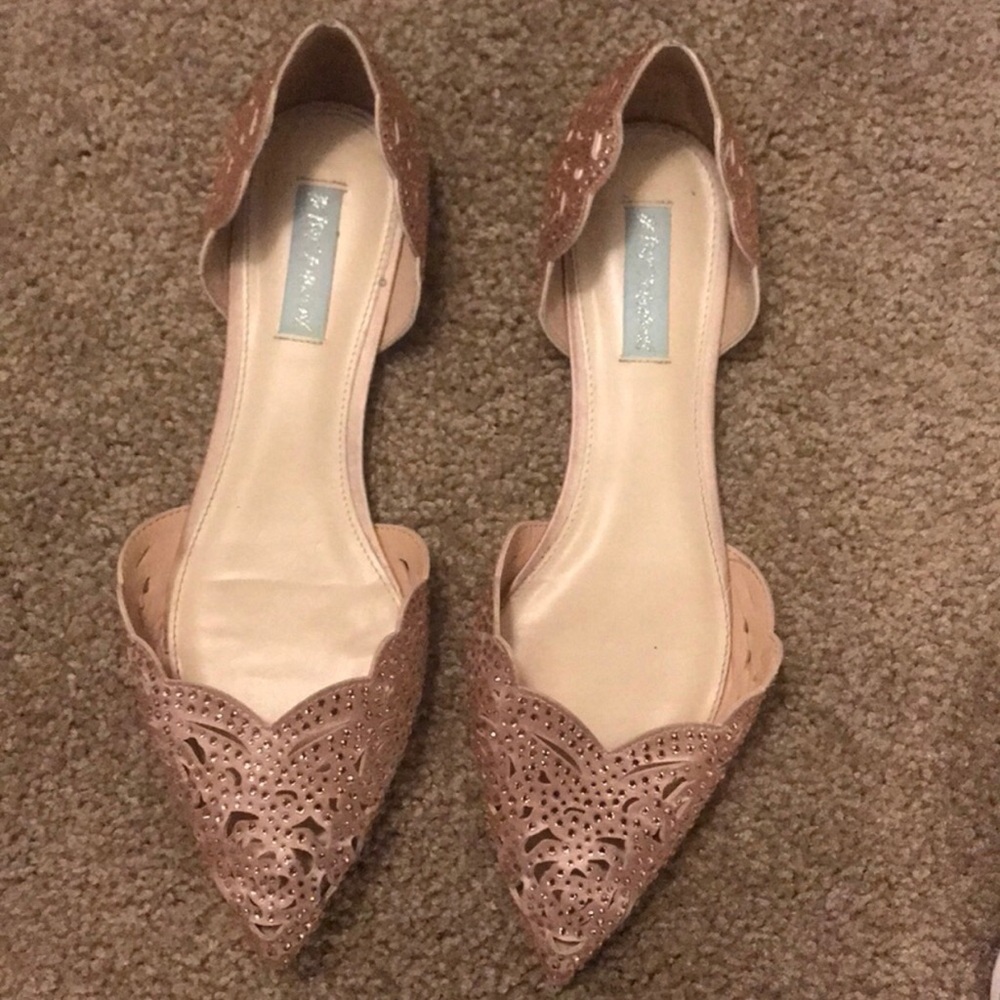 Glittery Betsey Johnson flats. Worn once.